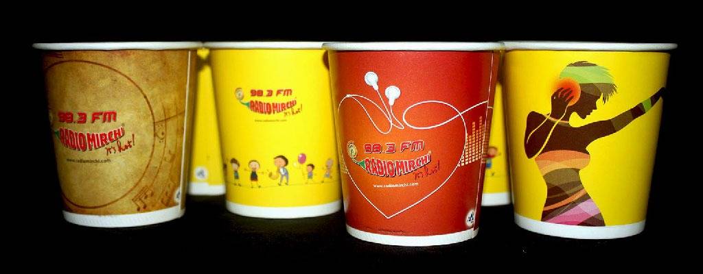 Paper Cups for the in ofice use of FM  Channel Radio Mirchi