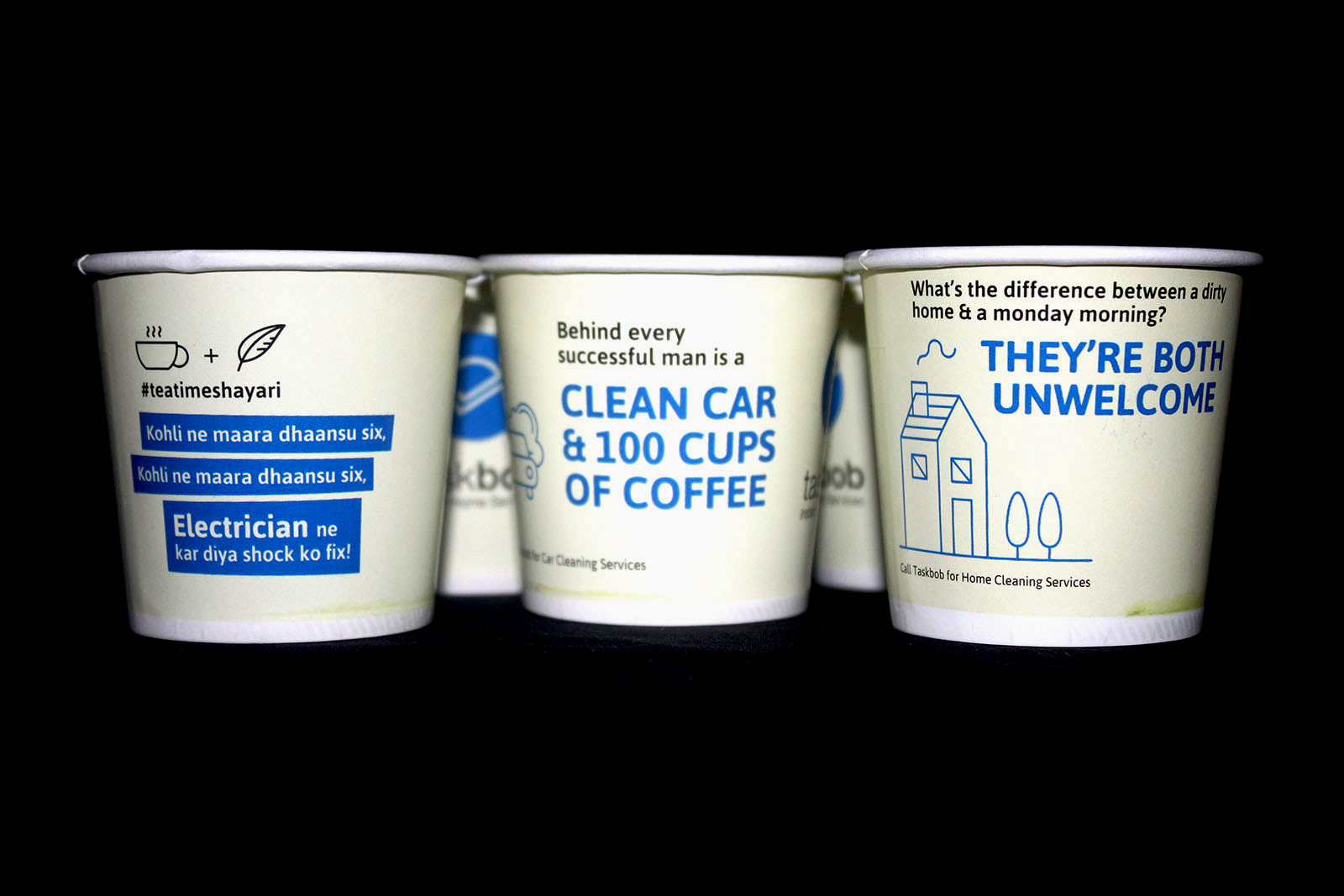 Paper cups for promotion of TaskBob, a home services app
