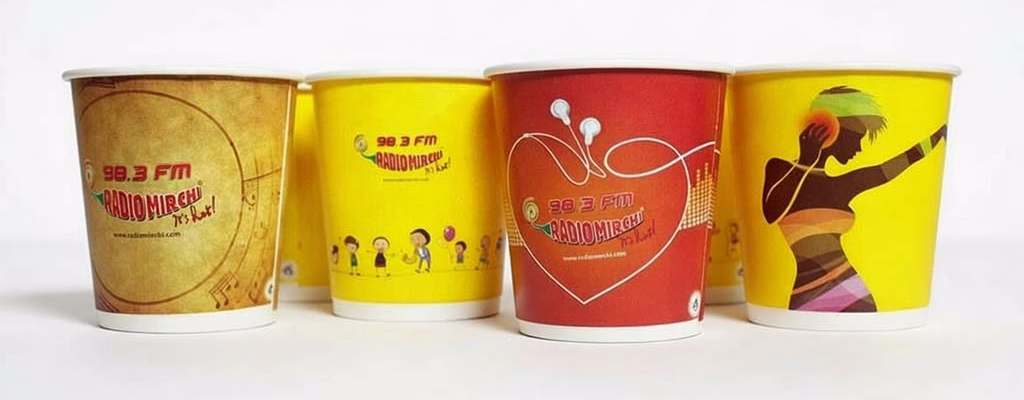 Paper Cups for the in ofice use of FM  Channel Radio Mirchi