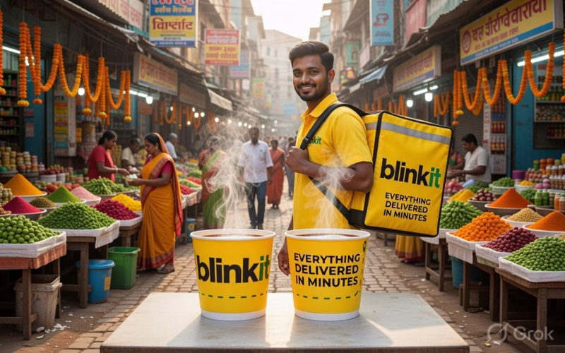 Blinkit Grocery Delivery app Paper cup