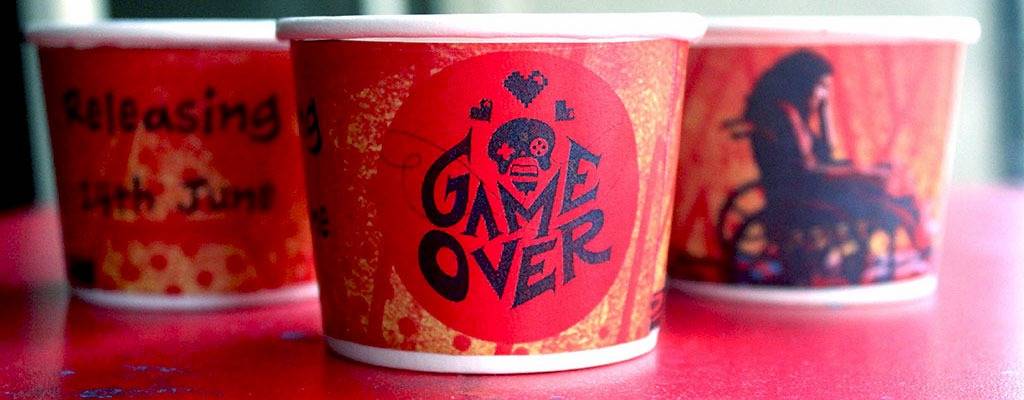 Paper Cups for the promotion of the movie Game Over